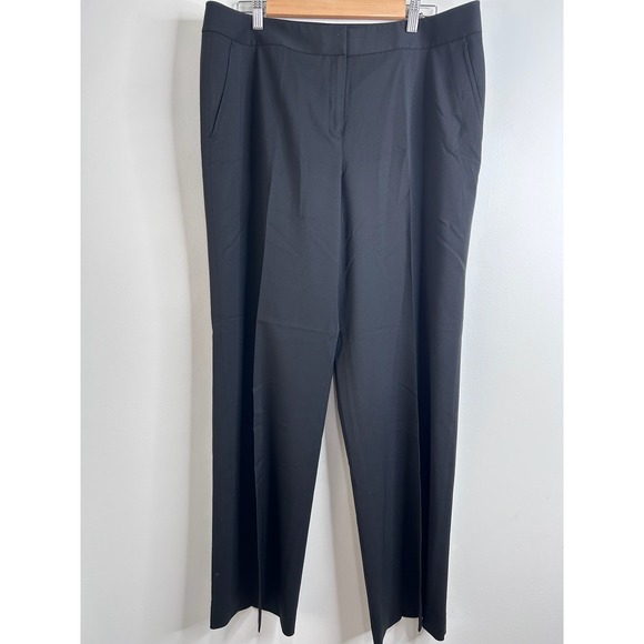 Lafayette 148 New York Pants - Lafayette 148 Black Virgin Wool Blend Straight Leg Dress Pants 14 Career Luxury